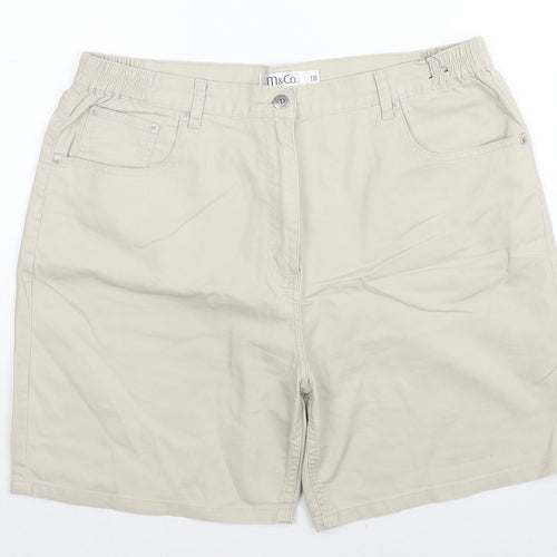 M&Co Womens Beige Cotton Chino Shorts Size 18 L6 in Regular Zip