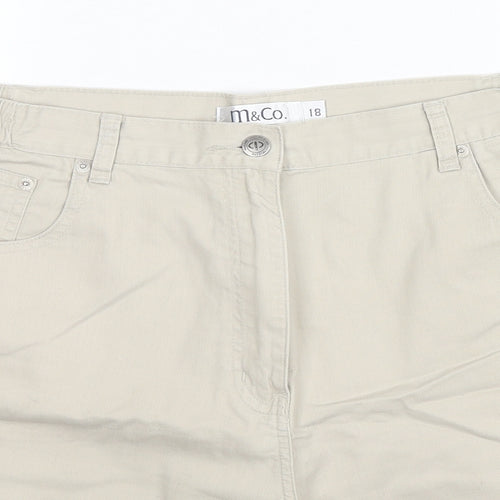M&Co Womens Beige Cotton Chino Shorts Size 18 L6 in Regular Zip