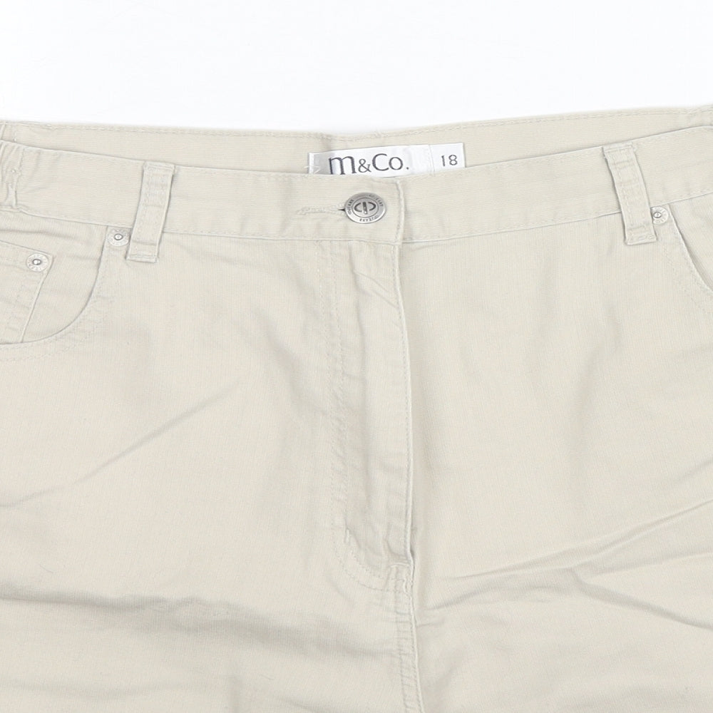 M&Co Womens Beige Cotton Chino Shorts Size 18 L6 in Regular Zip