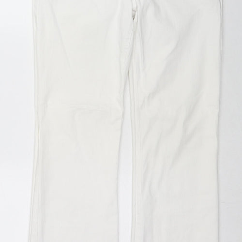Yes Yes Womens White Cotton Wide-Leg Jeans Size 12 L30 in Regular Zip