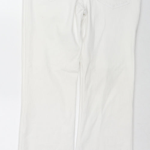 Yes Yes Womens White Cotton Wide-Leg Jeans Size 12 L30 in Regular Zip
