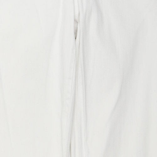 Yes Yes Womens White Cotton Wide-Leg Jeans Size 12 L30 in Regular Zip