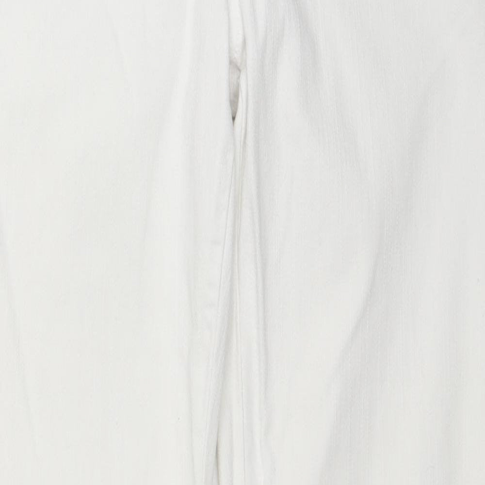 Yes Yes Womens White Cotton Wide-Leg Jeans Size 12 L30 in Regular Zip