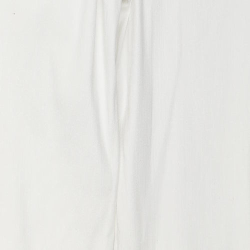 Yes Yes Womens White Cotton Wide-Leg Jeans Size 12 L30 in Regular Zip