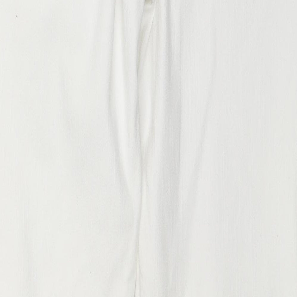 Yes Yes Womens White Cotton Wide-Leg Jeans Size 12 L30 in Regular Zip