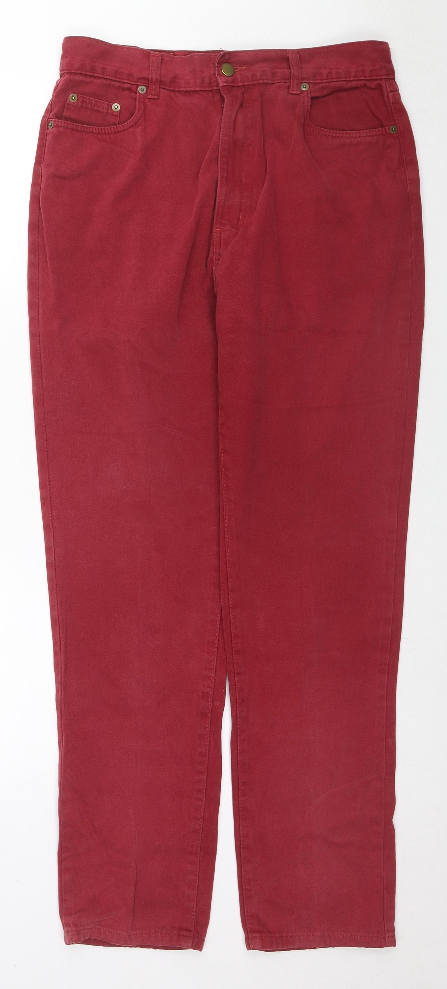The House Of Bruar Womens Red Cotton Straight Jeans Size 16 L30 in Regular Zip