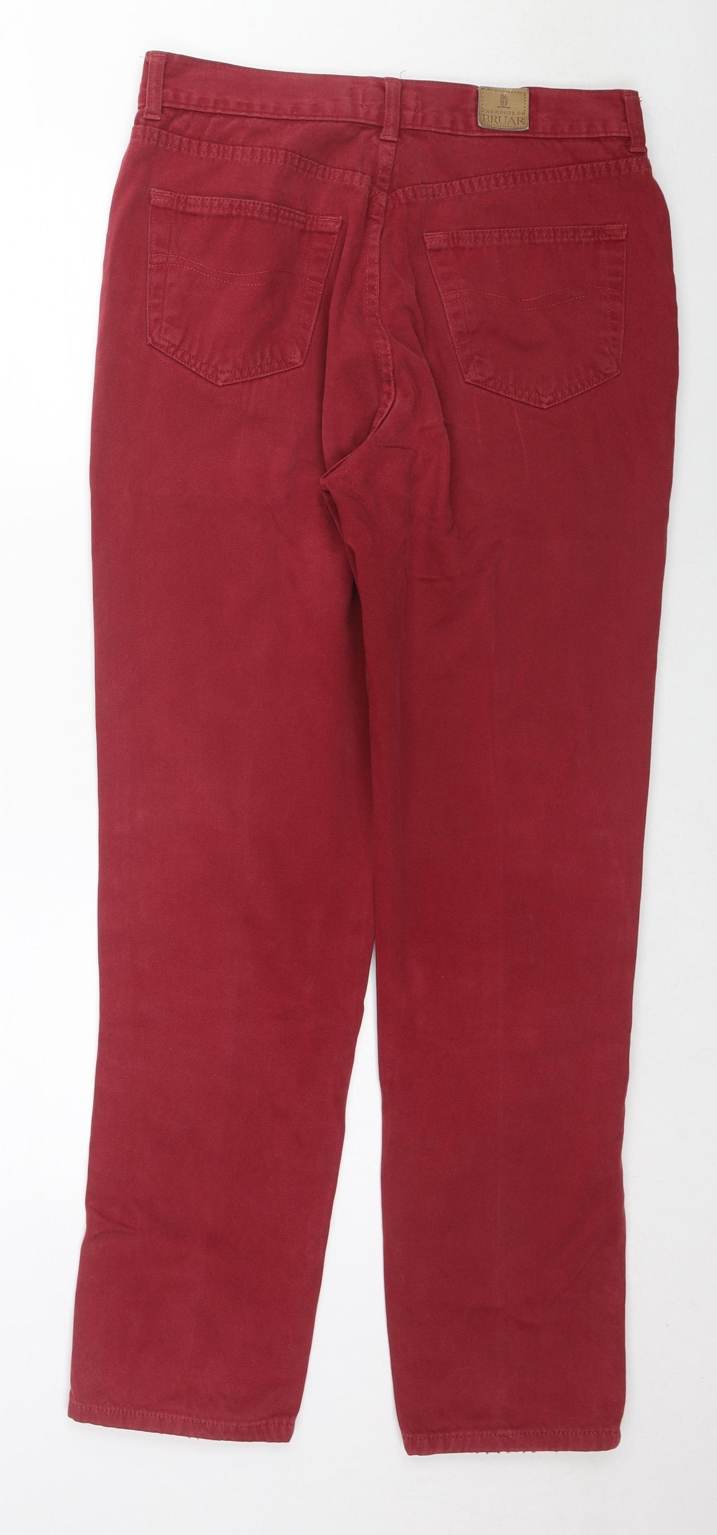 The House Of Bruar Womens Red Cotton Straight Jeans Size 16 L30 in Regular Zip