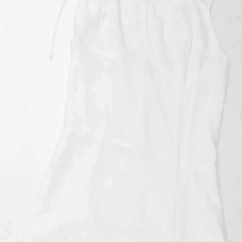 NLW Womens White Polyester Fit & Flare Size S Sweetheart Zip
