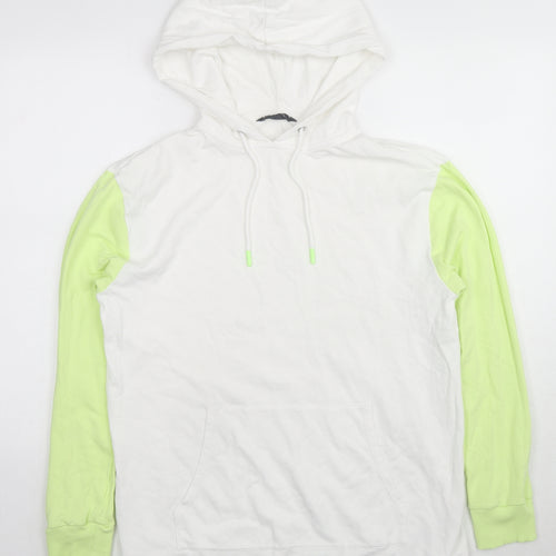 GOODMOVE Womens White Colourblock Cotton Pullover Hoodie Size 12 Pullover