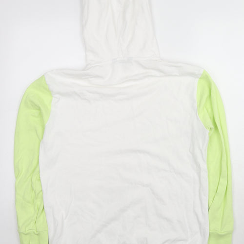 GOODMOVE Womens White Colourblock Cotton Pullover Hoodie Size 12 Pullover