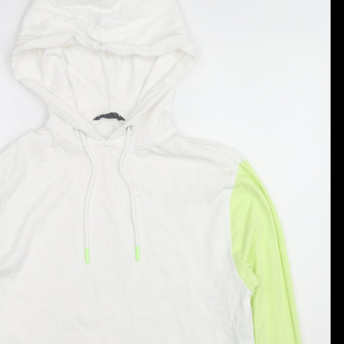 GOODMOVE Womens White Colourblock Cotton Pullover Hoodie Size 12 Pullover