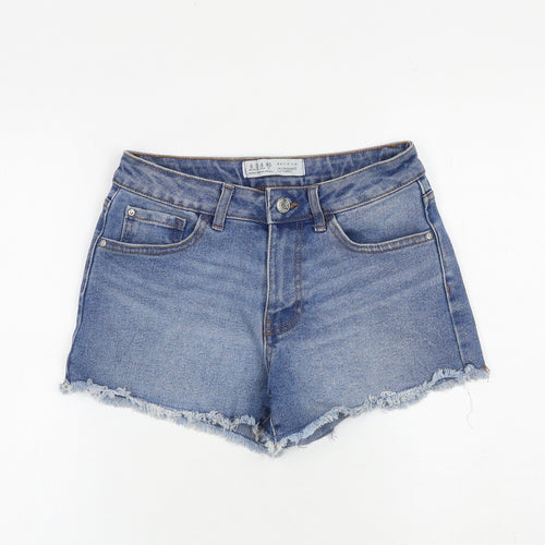 Denim & Co. Womens Blue Cotton Cut-Off Shorts Size 8 Regular Zip