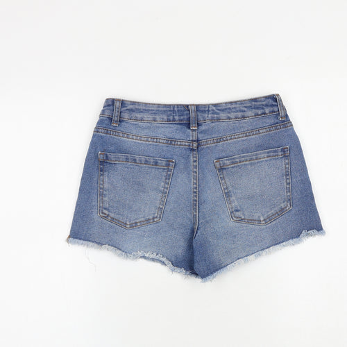 Denim & Co. Womens Blue Cotton Cut-Off Shorts Size 8 Regular Zip