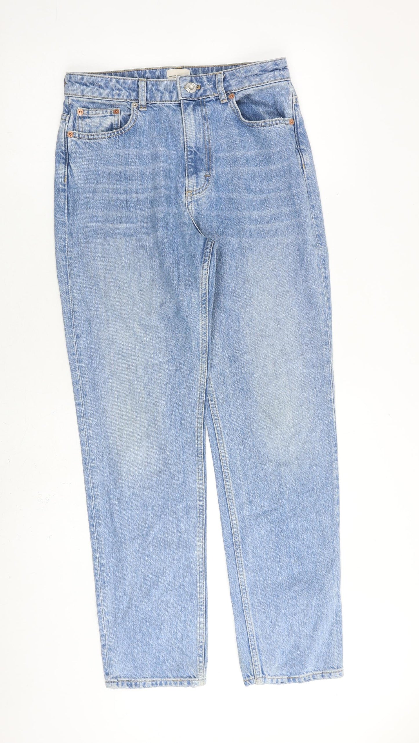 French Connection Womens Blue Cotton Straight Jeans Size 10 L30 in Regular Zip
