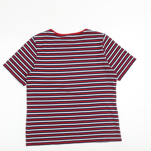 Alia Womens Multicoloured Striped Polyester Basic T-Shirt Size M Round Neck
