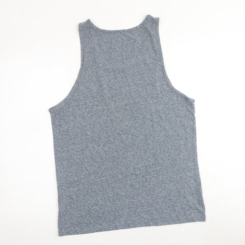JACK & JONES Mens Grey Polyester T-Shirt Size L Round Neck