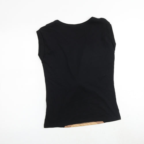 New Look Womens Black 100% Cotton Basic T-Shirt Size 8 Round Neck - Reindeer Christmas
