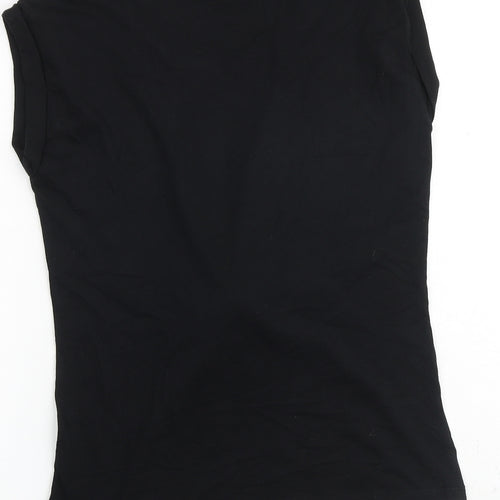 New Look Womens Black 100% Cotton Basic T-Shirt Size 8 Round Neck - Reindeer Christmas