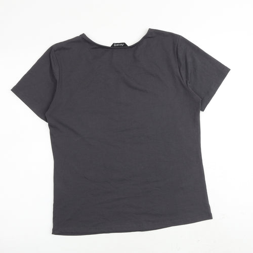 Alexara Womens Grey Polyester Basic T-Shirt Size 14 Round Neck
