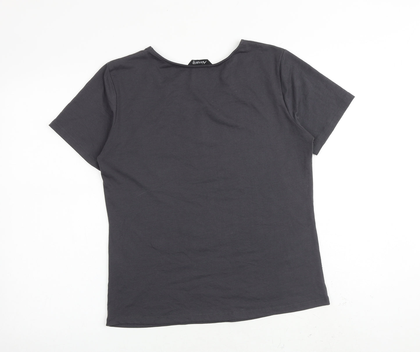 Alexara Womens Grey Polyester Basic T-Shirt Size 14 Round Neck