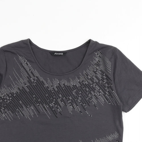 Alexara Womens Grey Polyester Basic T-Shirt Size 14 Round Neck