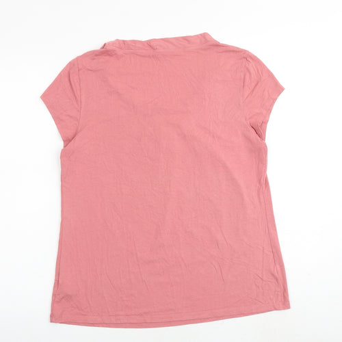 Marks and Spencer Womens Pink Viscose Basic T-Shirt Size 14 Scoop Neck