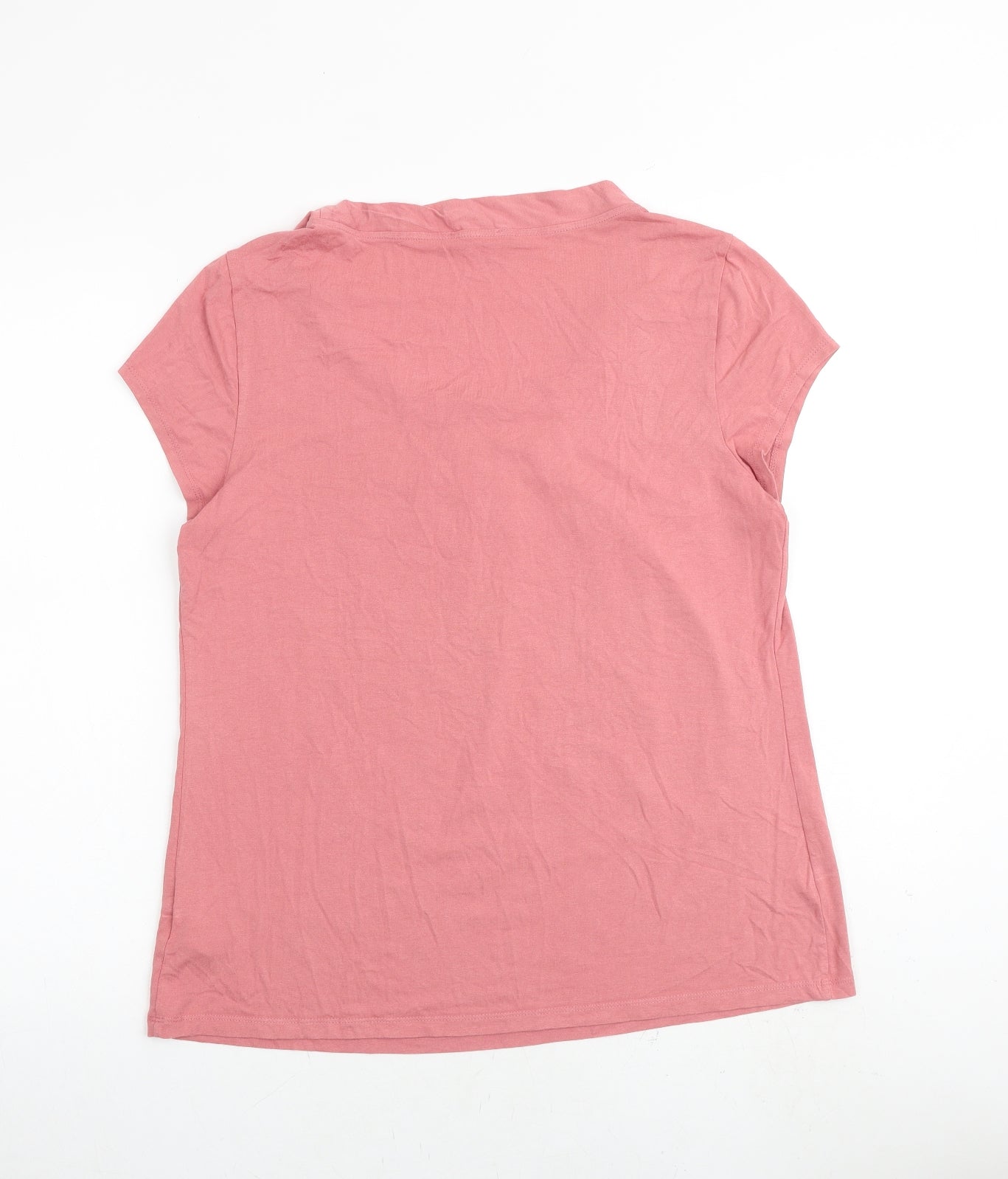 Marks and Spencer Womens Pink Viscose Basic T-Shirt Size 14 Scoop Neck