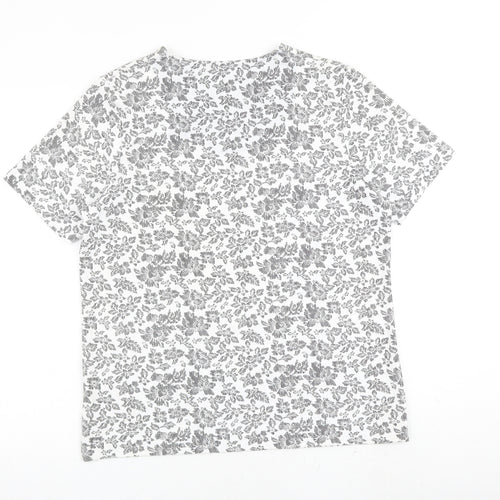 TIGI Womens White Geometric Cotton Basic T-Shirt Size 14 Square Neck - Size 14-16