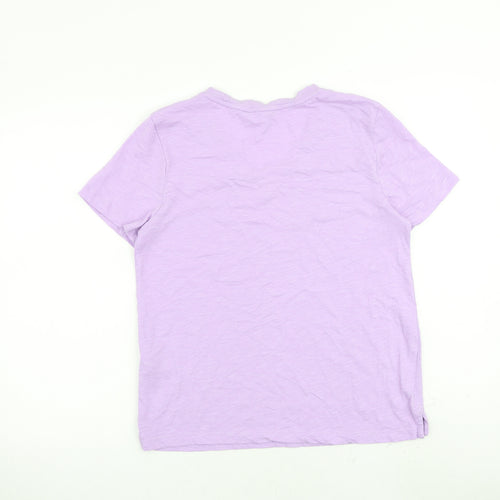 Marks and Spencer Womens Purple 100% Cotton Basic T-Shirt Size 10 V-Neck