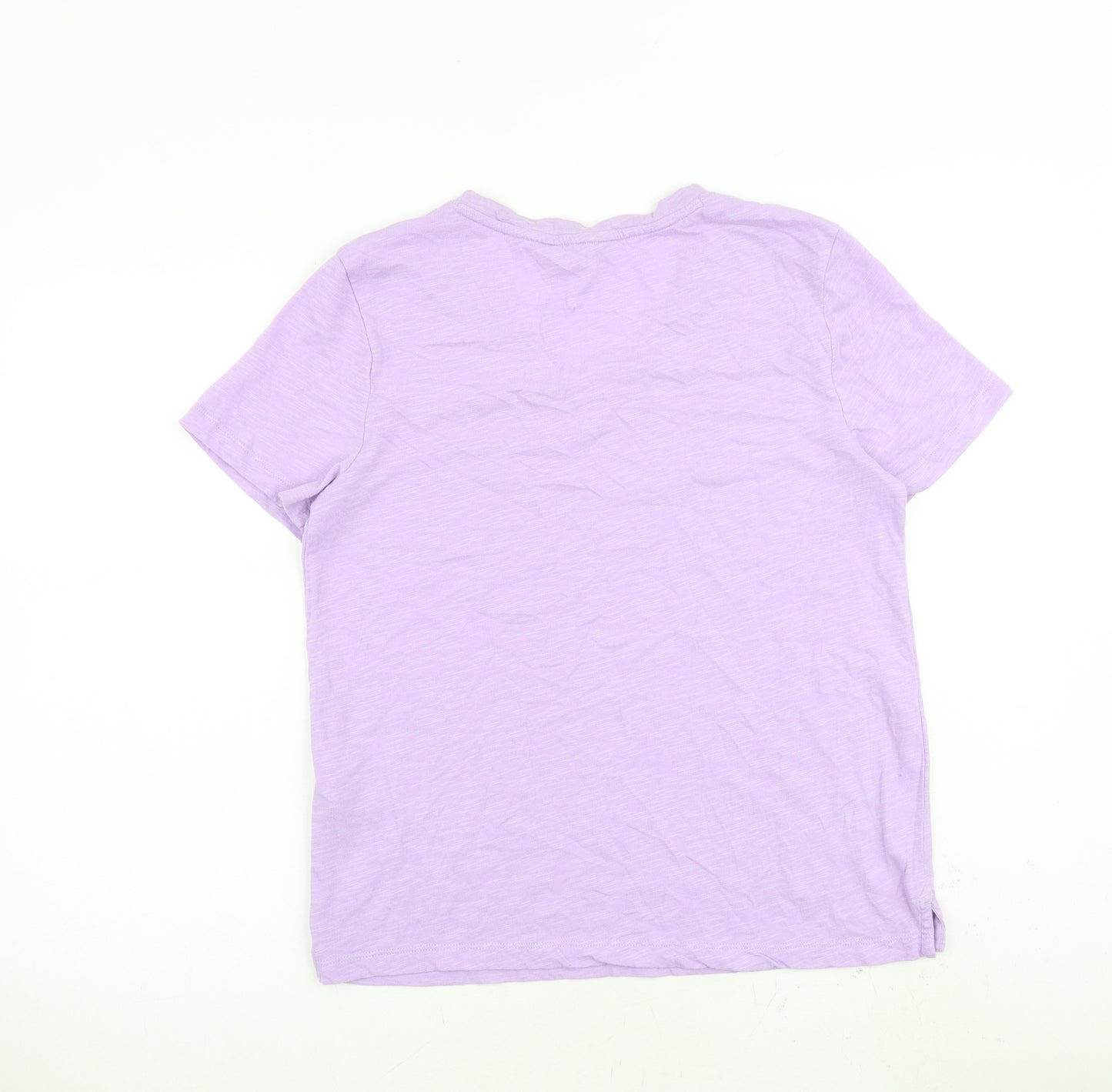 Marks and Spencer Womens Purple 100% Cotton Basic T-Shirt Size 10 V-Neck