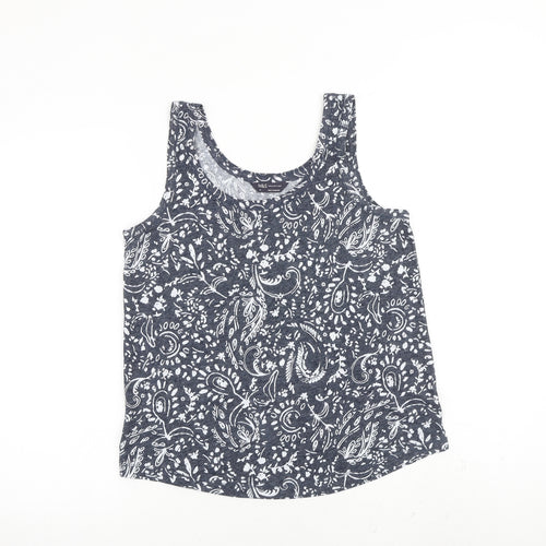 Marks and Spencer Womens Grey Geometric Flax Basic Tank Size 10 Round Neck