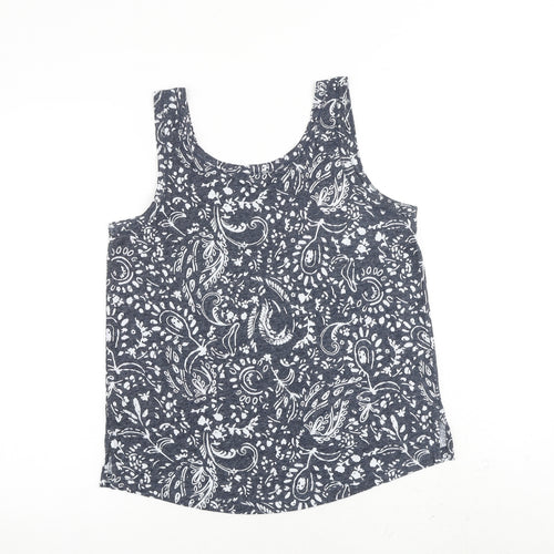Marks and Spencer Womens Grey Geometric Flax Basic Tank Size 10 Round Neck