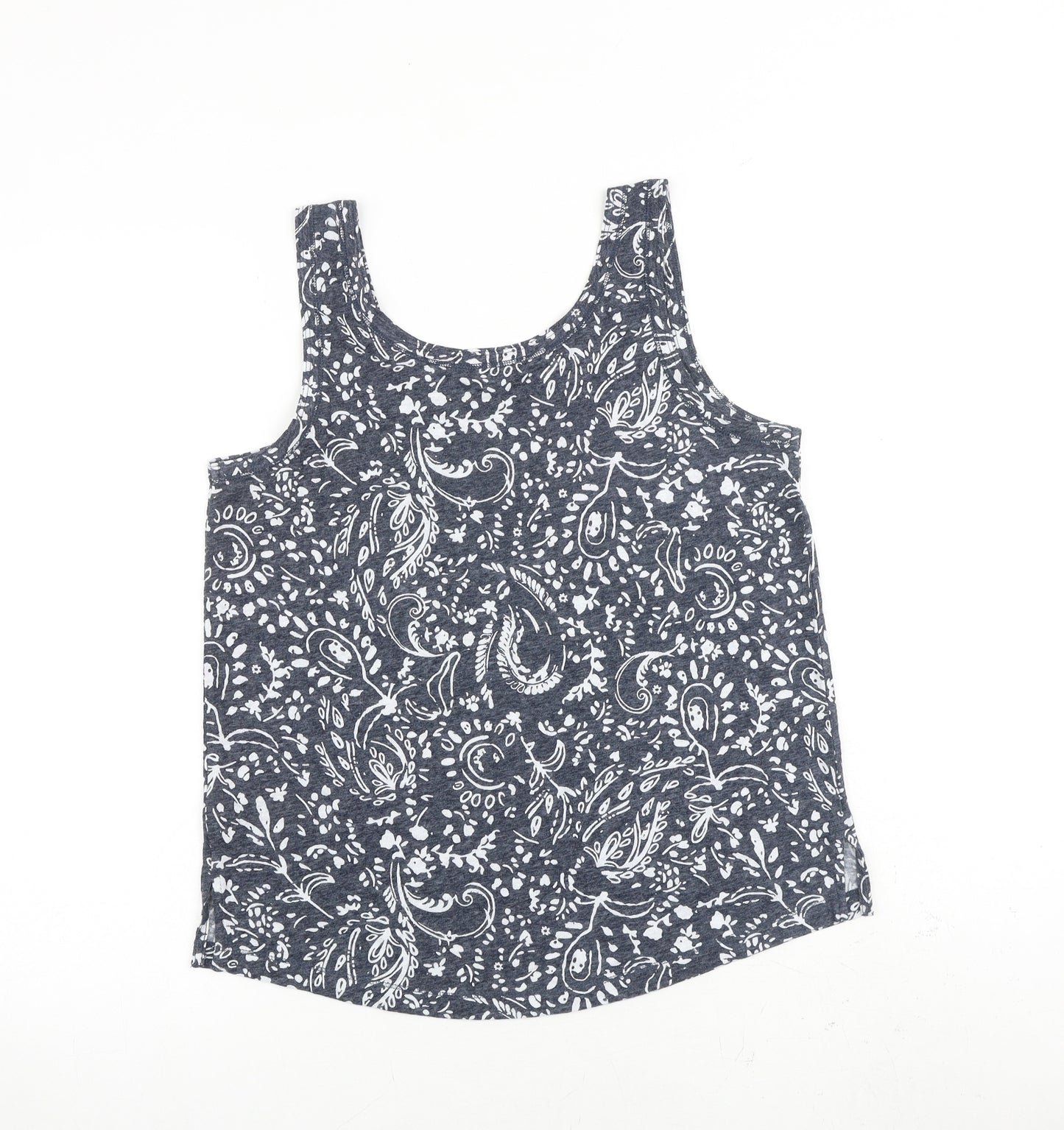 Marks and Spencer Womens Grey Geometric Flax Basic Tank Size 10 Round Neck
