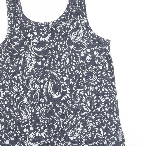 Marks and Spencer Womens Grey Geometric Flax Basic Tank Size 10 Round Neck