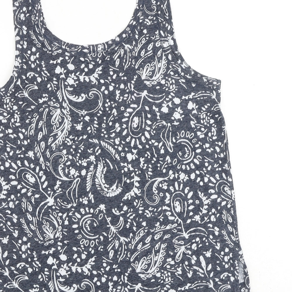 Marks and Spencer Womens Grey Geometric Flax Basic Tank Size 10 Round Neck