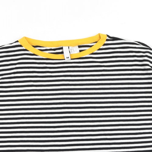 H&M Womens Multicoloured Striped 100% Cotton Basic T-Shirt Size M Round Neck