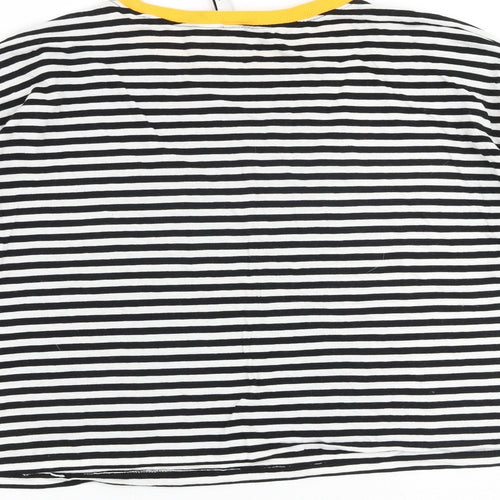 H&M Womens Multicoloured Striped 100% Cotton Basic T-Shirt Size M Round Neck