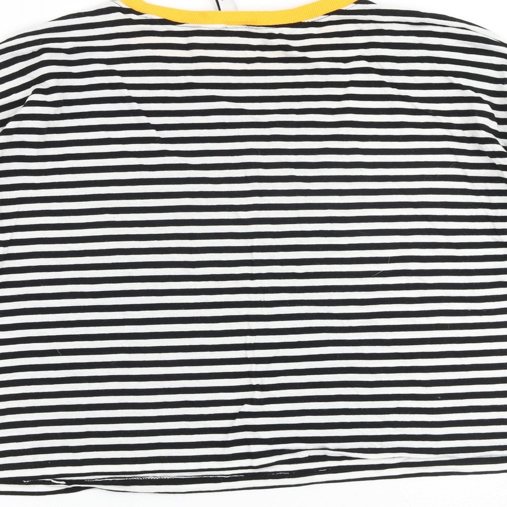 H&M Womens Multicoloured Striped 100% Cotton Basic T-Shirt Size M Round Neck