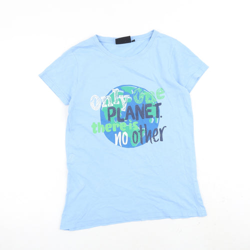 Peter Storm Boys Blue 100% Cotton Basic T-Shirt Size 13 Years Round Neck Pullover - Only One Planet