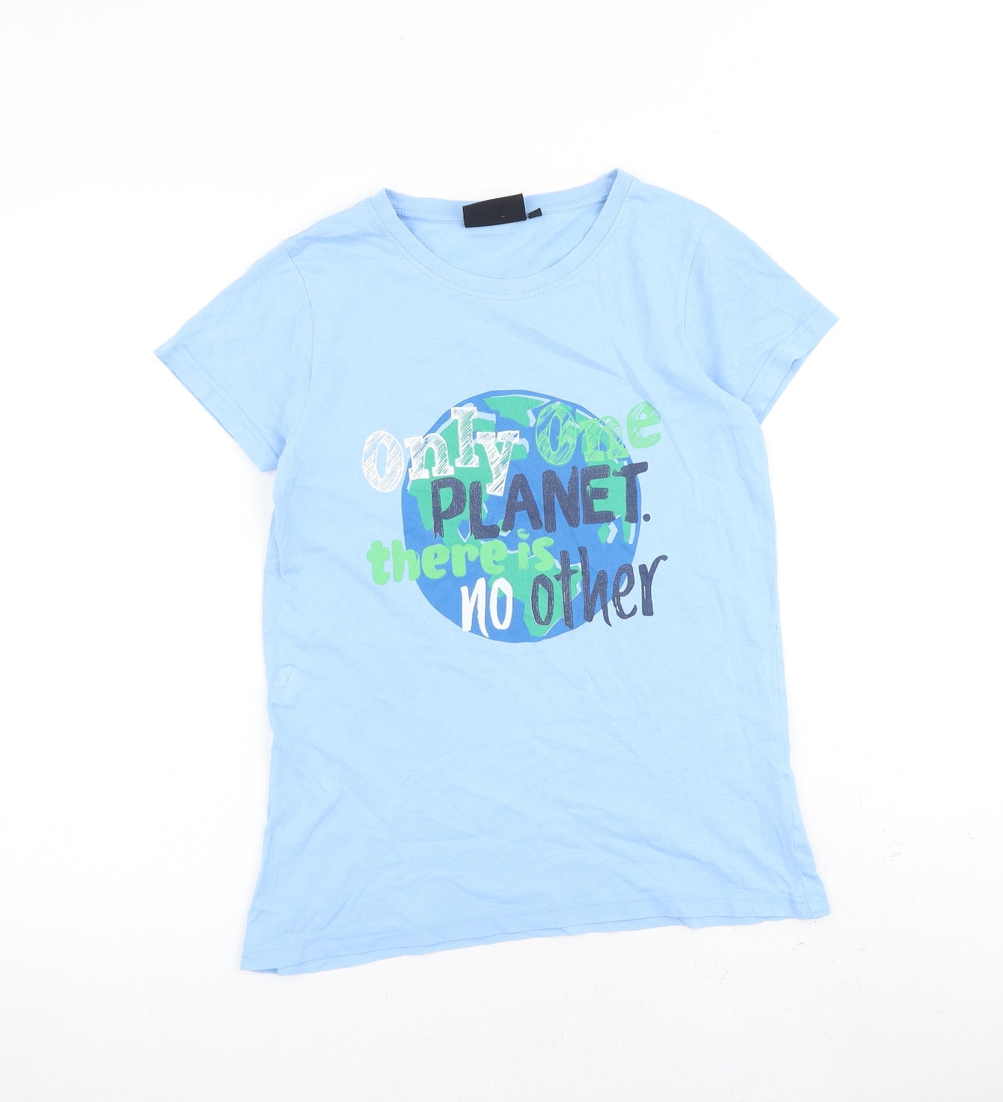 Peter Storm Boys Blue 100% Cotton Basic T-Shirt Size 13 Years Round Neck Pullover - Only One Planet