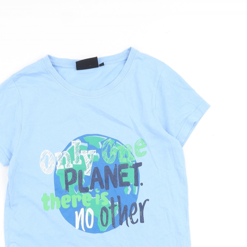 Peter Storm Boys Blue 100% Cotton Basic T-Shirt Size 13 Years Round Neck Pullover - Only One Planet