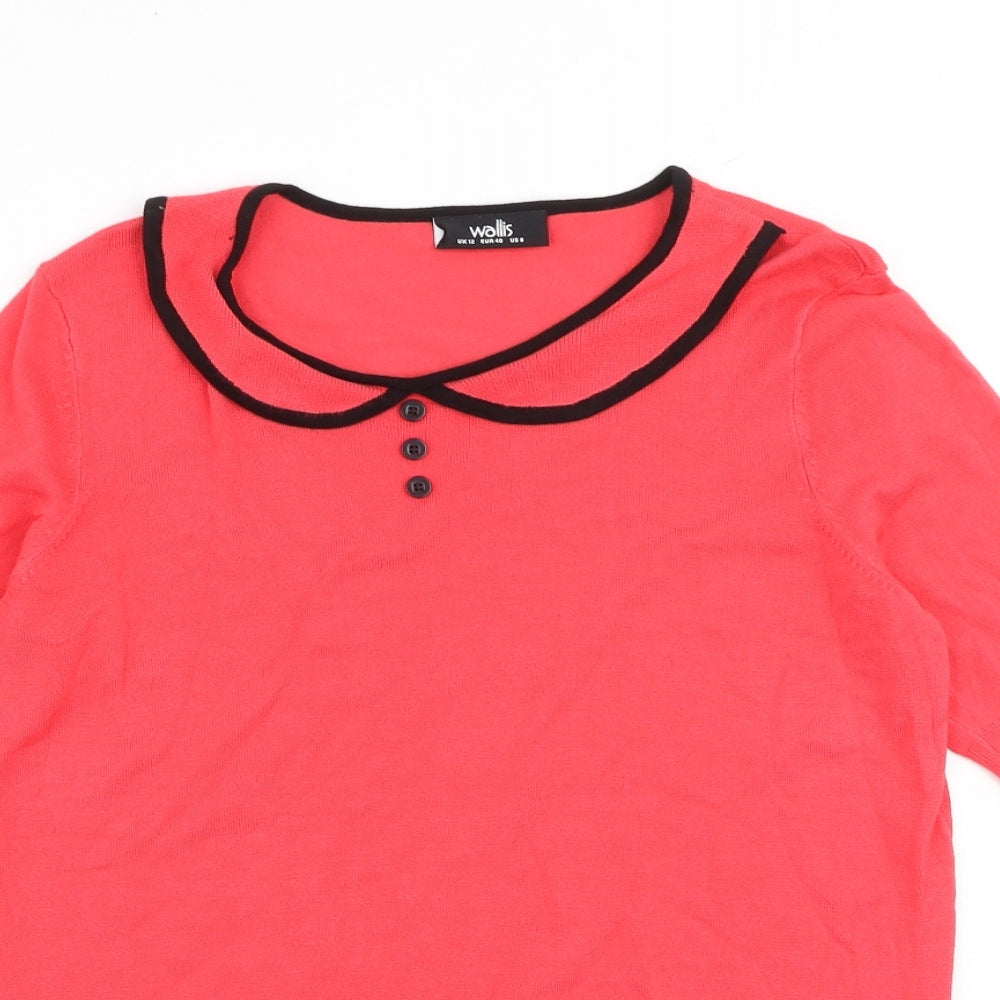 Wallis Womens Pink Round Neck Acrylic Pullover Jumper Size 12