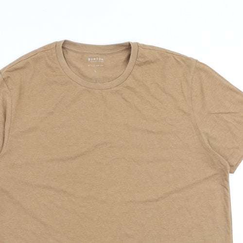 Burton Mens Brown Cotton T-Shirt Size L Crew Neck