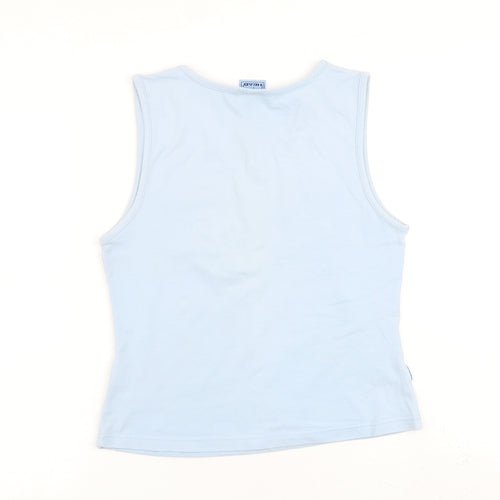 HEAD Womens Blue Cotton Cropped Tank Size 14 V-Neck