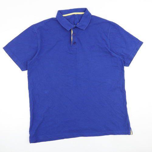 Cotton Traders Mens Blue 100% Cotton Polo Size L Collared Button