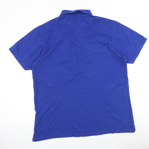 Cotton Traders Mens Blue 100% Cotton Polo Size L Collared Button