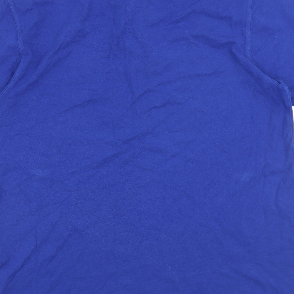 Cotton Traders Mens Blue 100% Cotton Polo Size L Collared Button