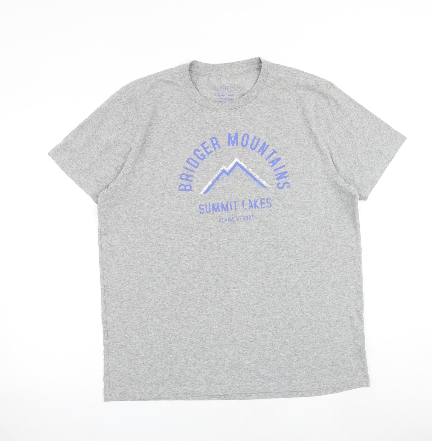 Gap Mens Grey Cotton T-Shirt Size L Crew Neck - Bridger Mountains