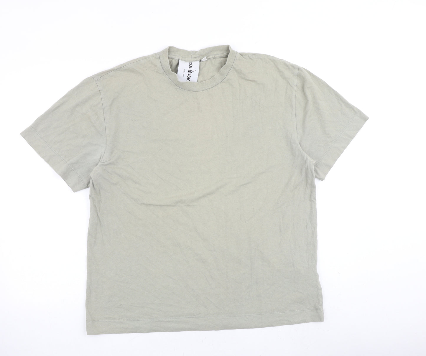 COLLUSION Mens Green Polyester T-Shirt Size XL Crew Neck