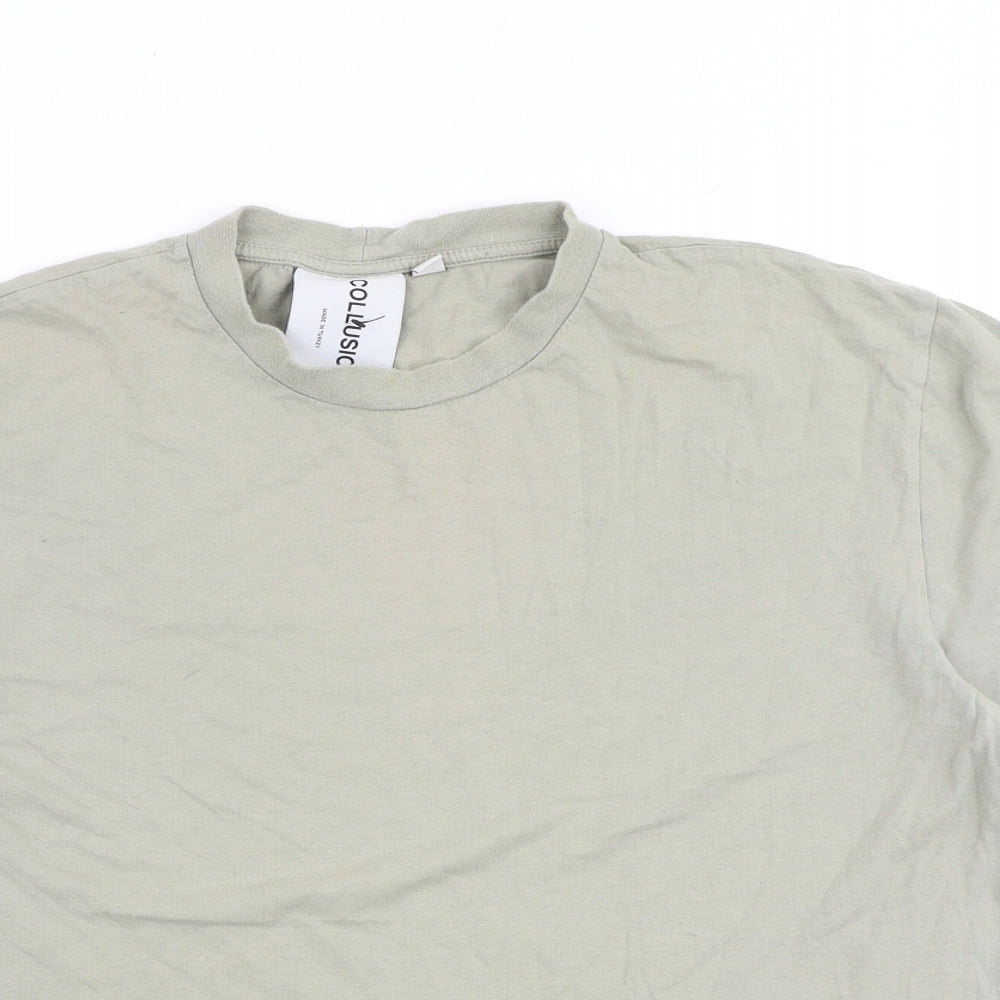 COLLUSION Mens Green Polyester T-Shirt Size XL Crew Neck